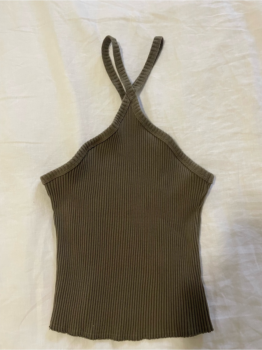T.La Olive Ribbed Halter Tank